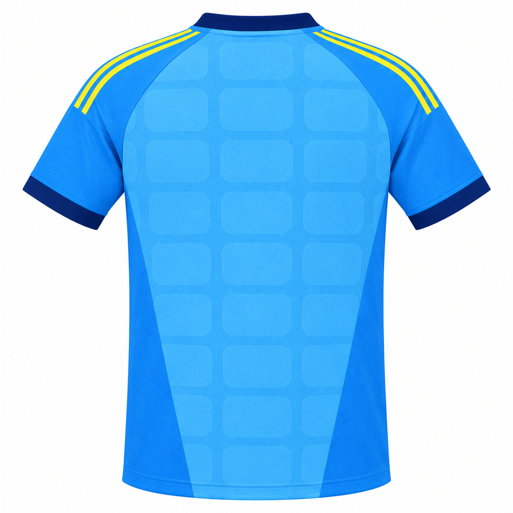 Belgium 2026 blue goalkeeper shirt back view
