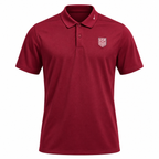 USA 2026 red travel polo shirt front