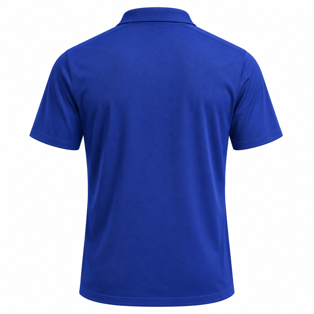 USA 2026 blue travel polo shirt back view
