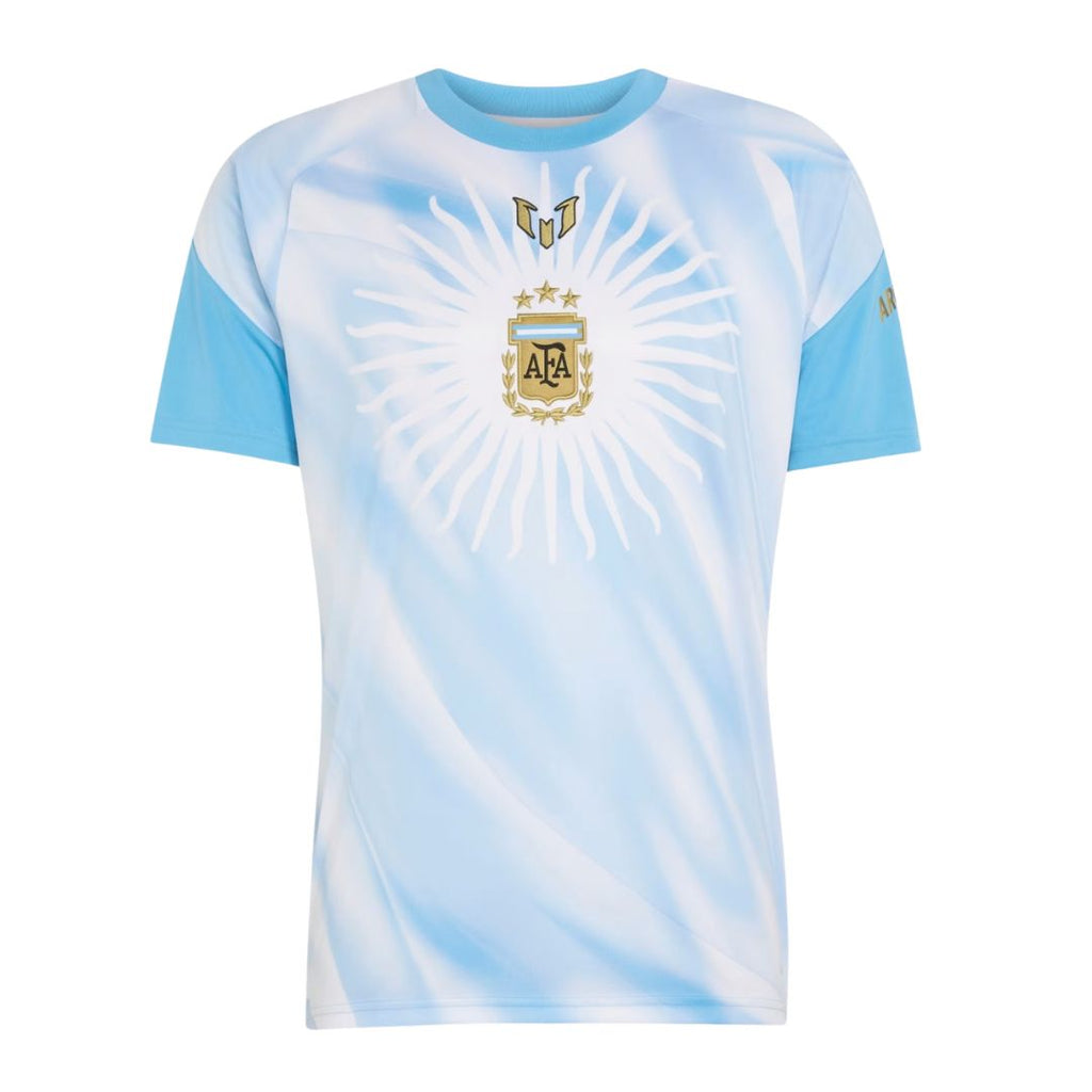 Argentina 2026-27 pre-match shirt front with sky blue sunburst