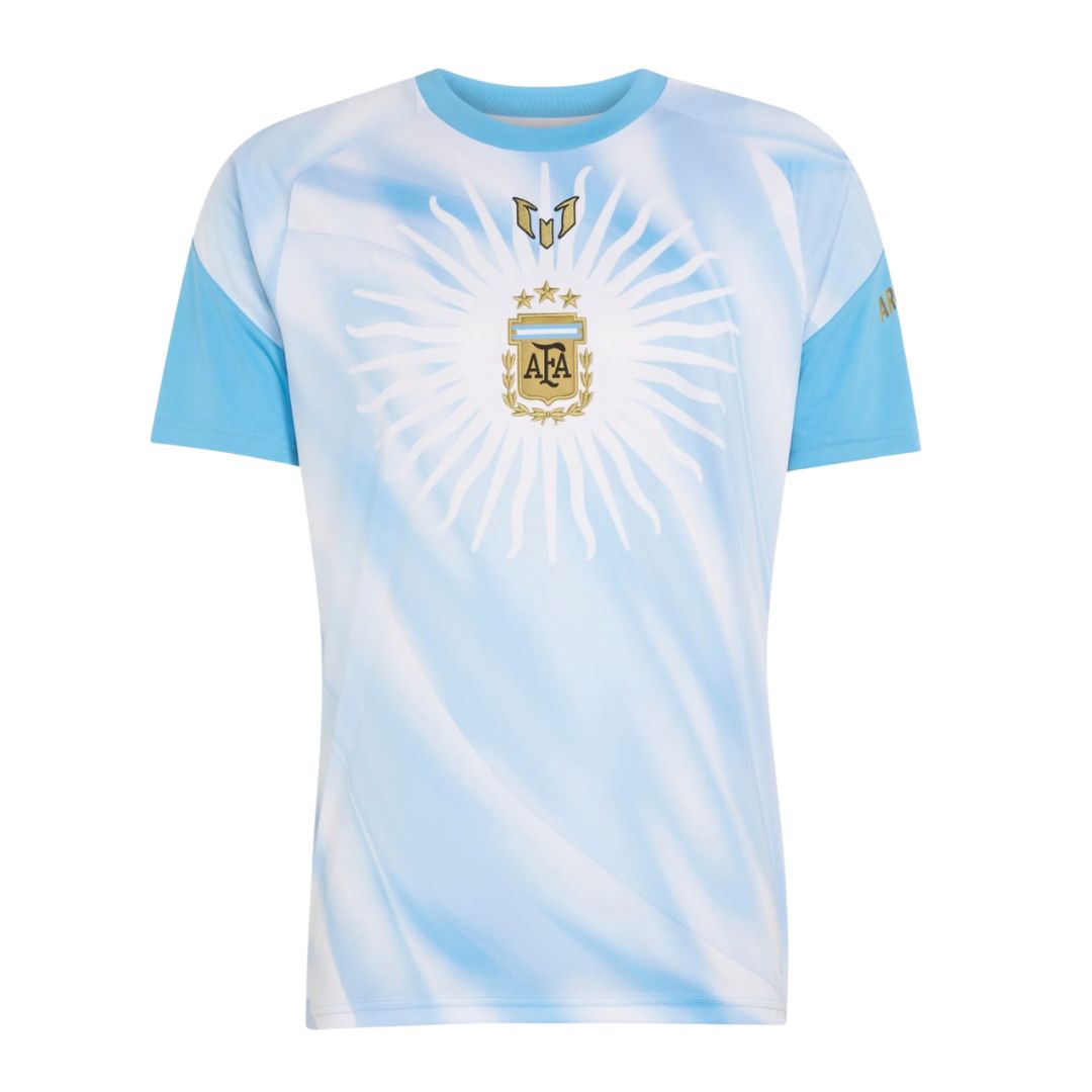 Argentina 2026-27 pre-match shirt front with sky blue sunburst
