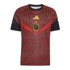 Belgium 2026 pre-match home shirt front with red and black grid