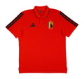 Belgium 2026 red travel polo shirt front with black stripes