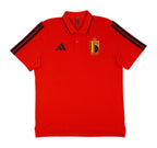 Belgium 2026 red travel polo shirt front with black stripes