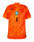 Brazil 2025 orange goalkeeper shirt front with number 1