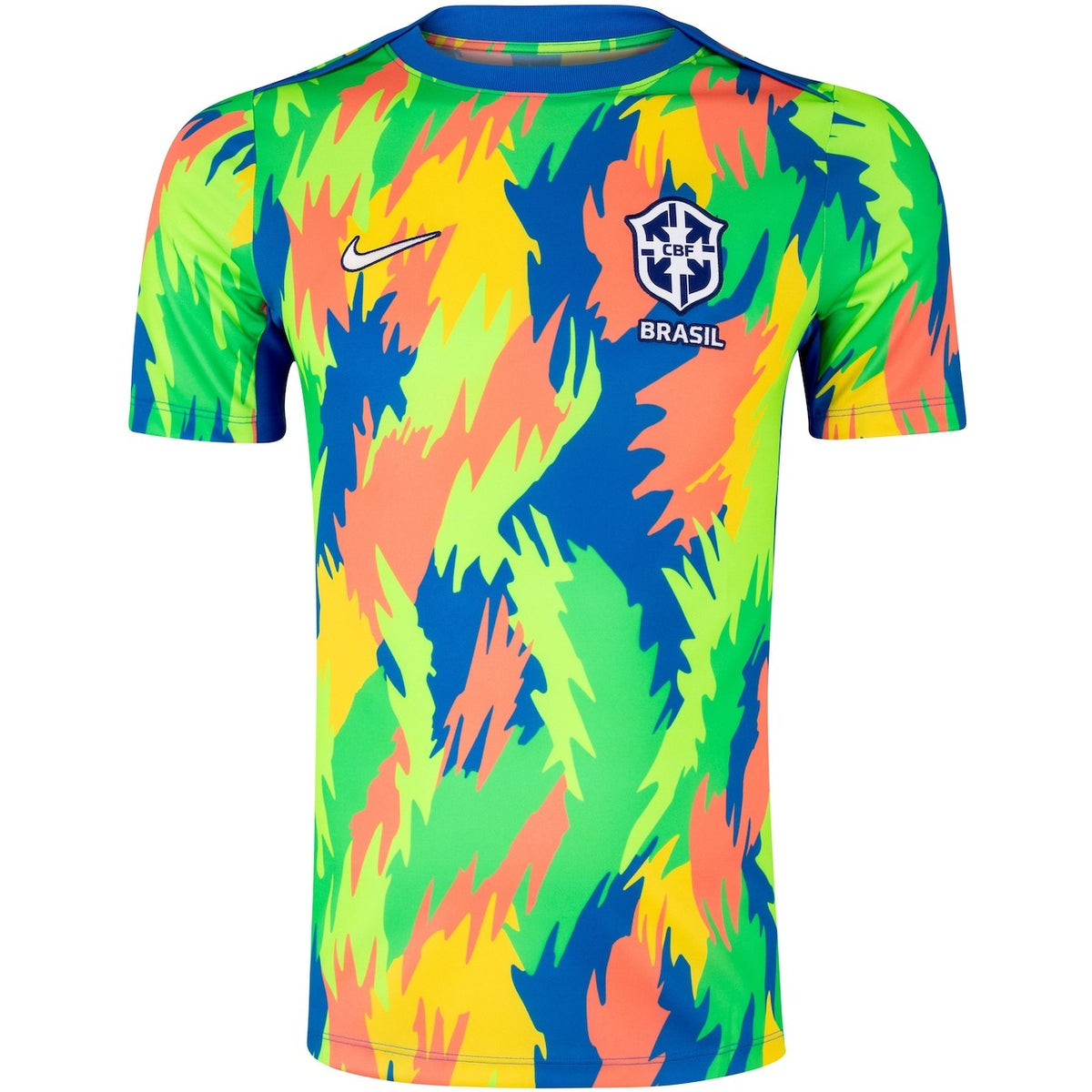 Brazil 2025 pre-match shirt front with multicolour brush print