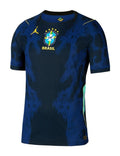 Brazil 2026 away shirt front, deep blue with jagged stripes