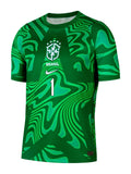 Brazil 2026 green swirl goalkeeper shirt front with number 1