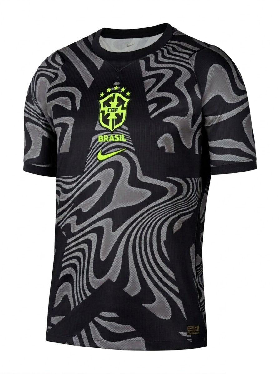 Brazil 2026 black goalkeeper shirt front with grey swirl print