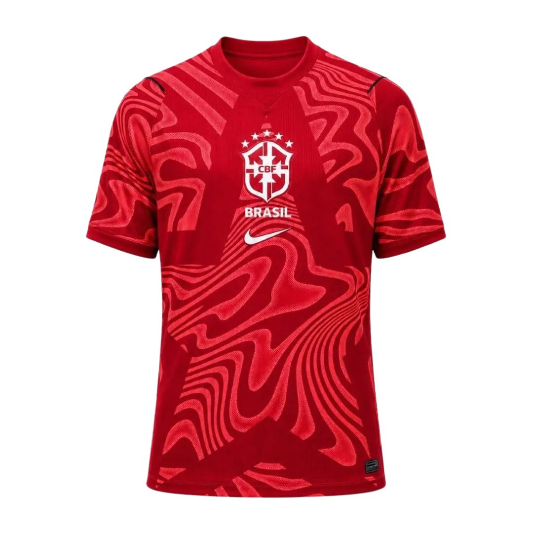 Brazil 2026 red goalkeeper shirt front with swirl print
