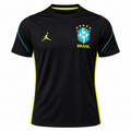 Brazil 2026 black training shirt front with yellow side stripes