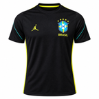 Brazil 2026 black training shirt front with yellow side stripes