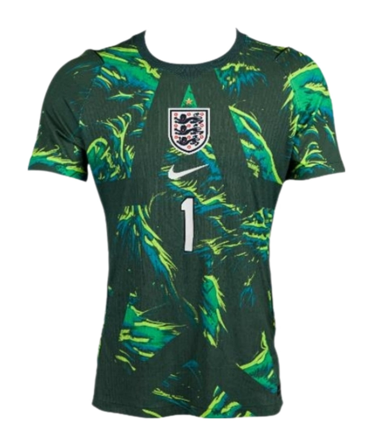 England 2026 green goalkeeper shirt front with number 1