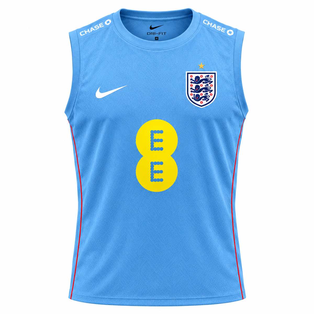 England 2026 training vest front, sky blue with EE sponsor