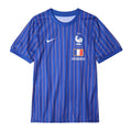 France 2026 pre-match shirt front, blue with white pinstripes