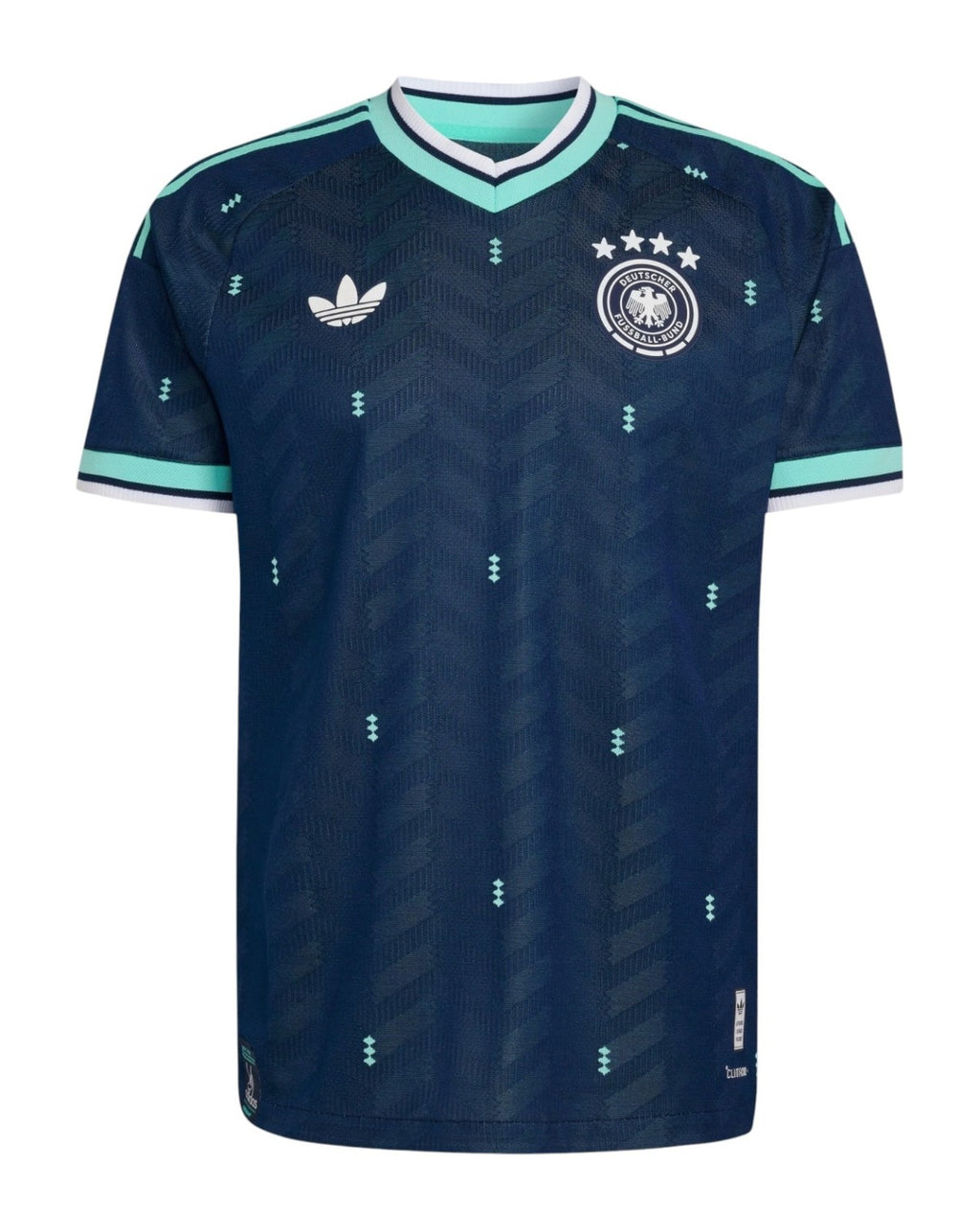 Germany 2026 away shirt front, navy with aqua trim