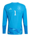 Germany 2026 blue long sleeve goalkeeper shirt front with number 1