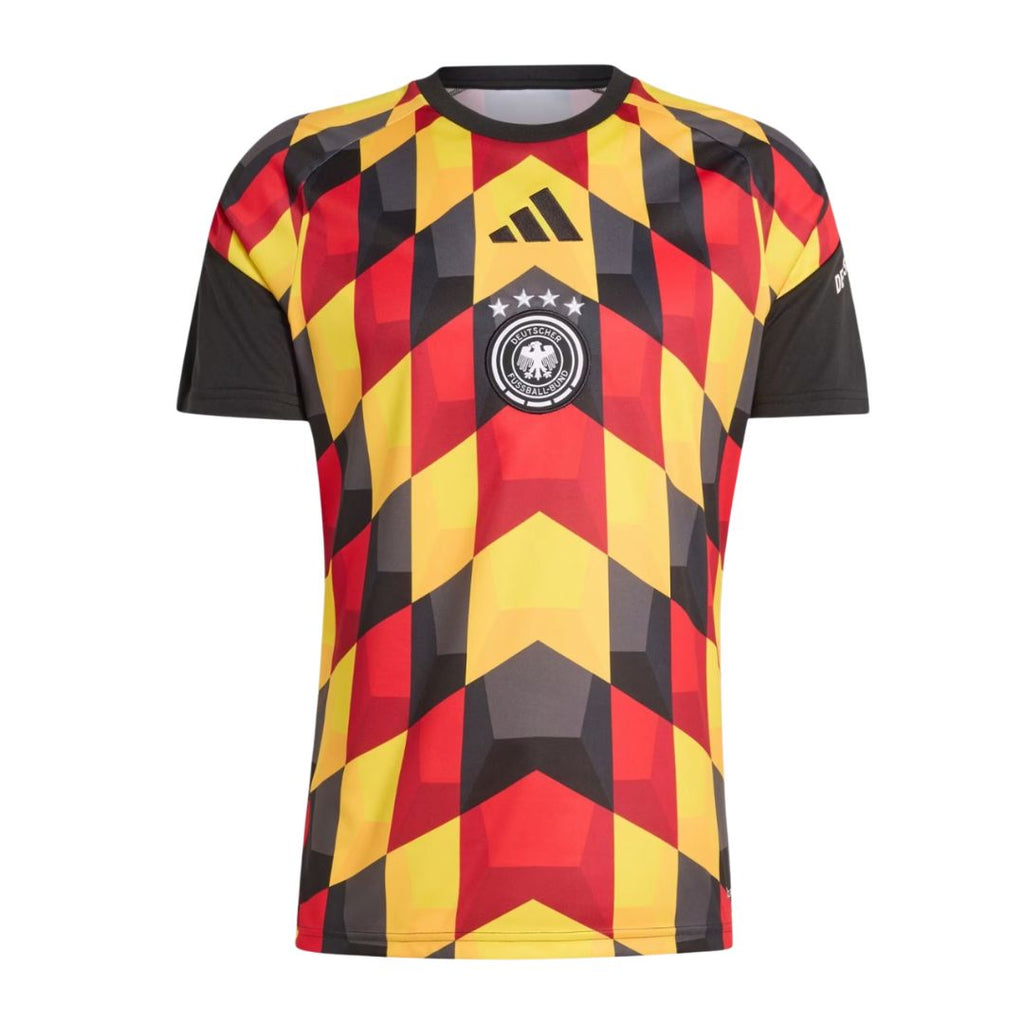 Germany 2026 pre-match home shirt front with black red gold print