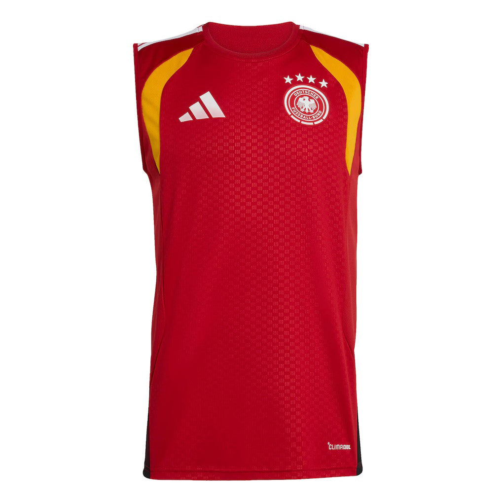 Germany 2026 red training vest front with gold trim