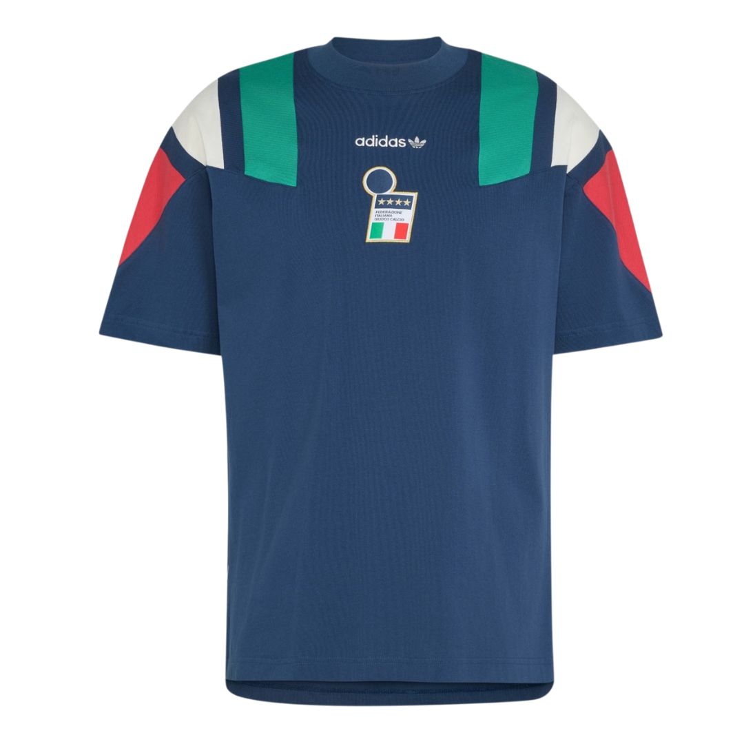 Italy 2026 navy travel jersey front with tricolore panels
