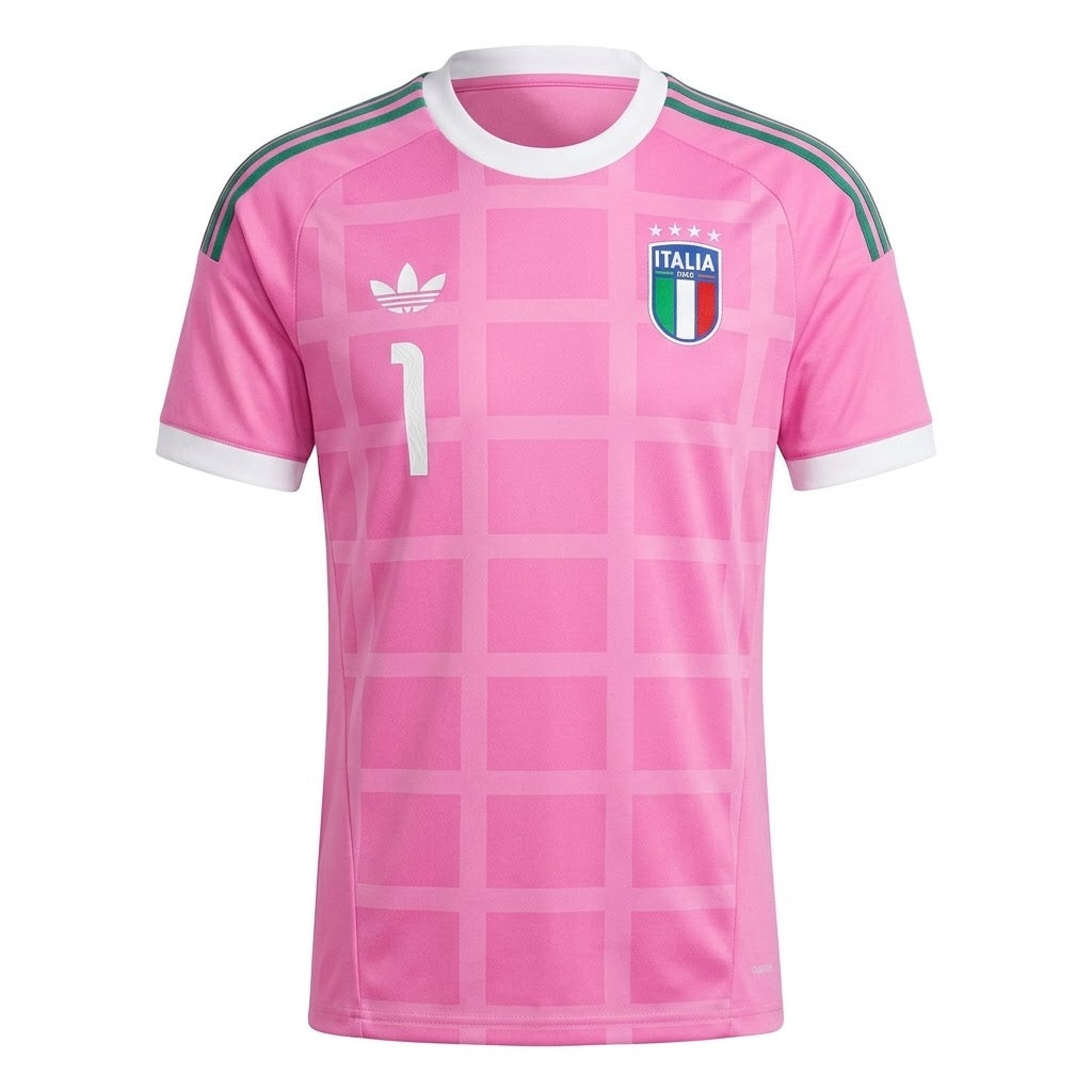 Italy 2026 pink goalkeeper shirt front with number 1