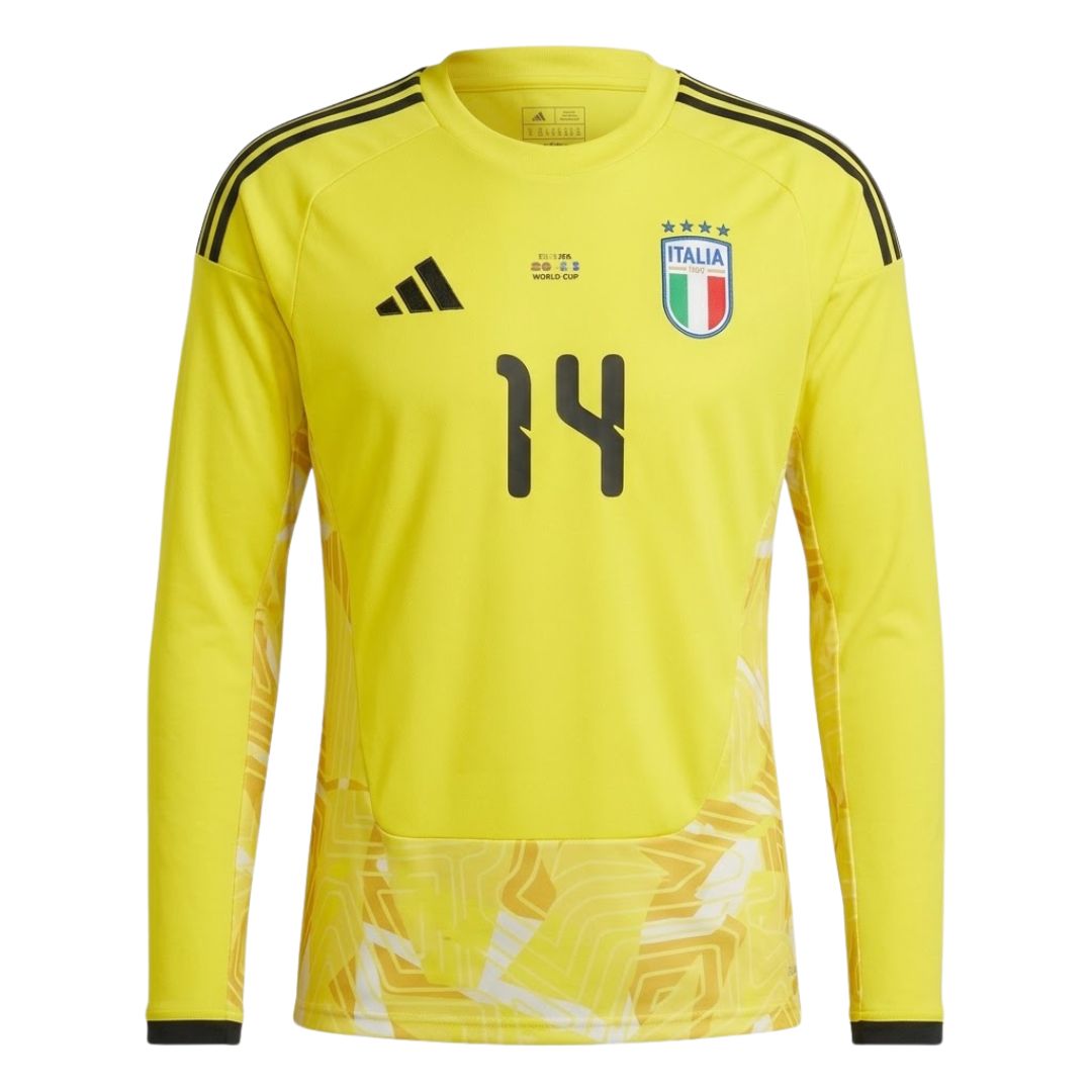 Italy 2026 yellow goalkeeper shirt front with number 14
