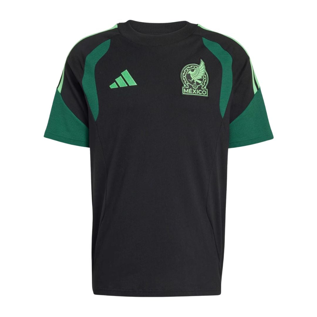 Mexico 2026 black travel jersey front with green panels