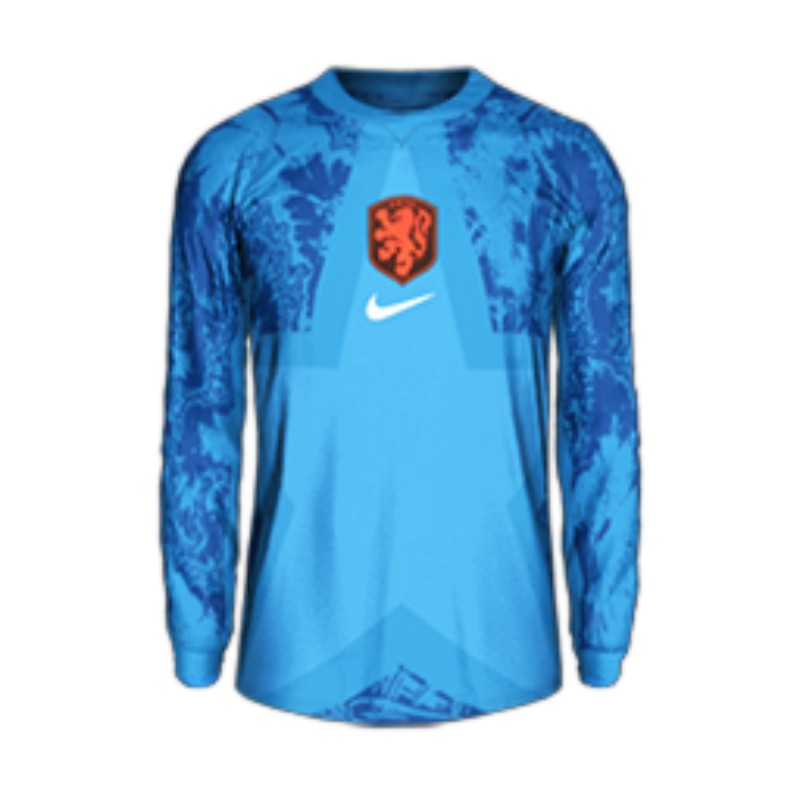 Netherlands 2026 blue long sleeve goalkeeper shirt front