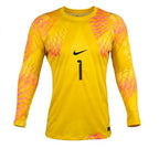 Netherlands 2026 yellow long sleeve goalkeeper shirt front with number 1