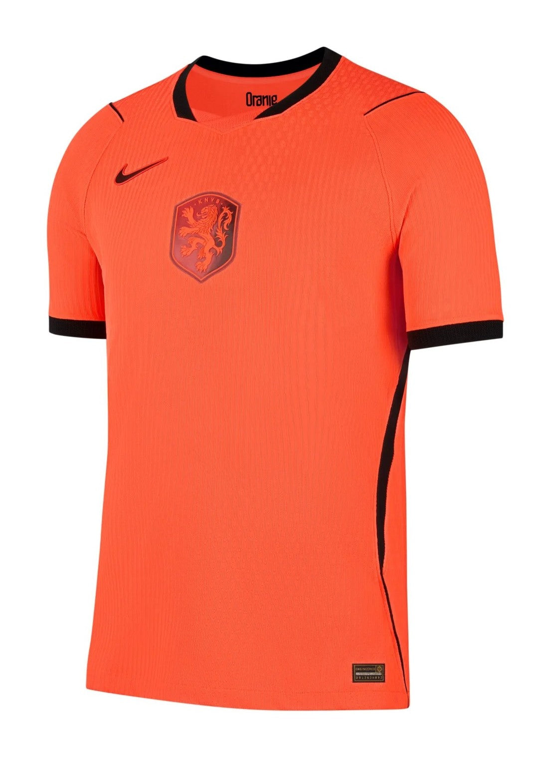 Netherlands 2026 home shirt front, orange with black trim