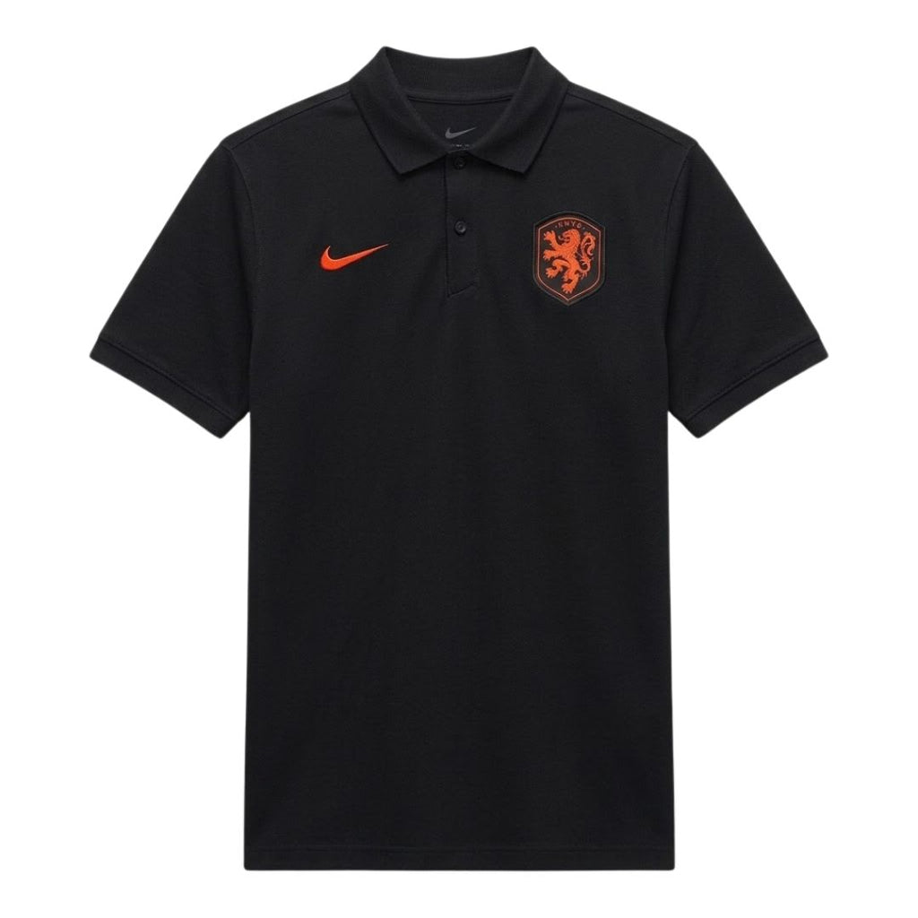Netherlands 2026 black travel polo shirt front