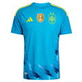 Spain 2026-27 blue goalkeeper shirt front with green and navy pattern