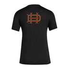 Houston Dynamo 2026 black travel shirt back with orange HD monogram