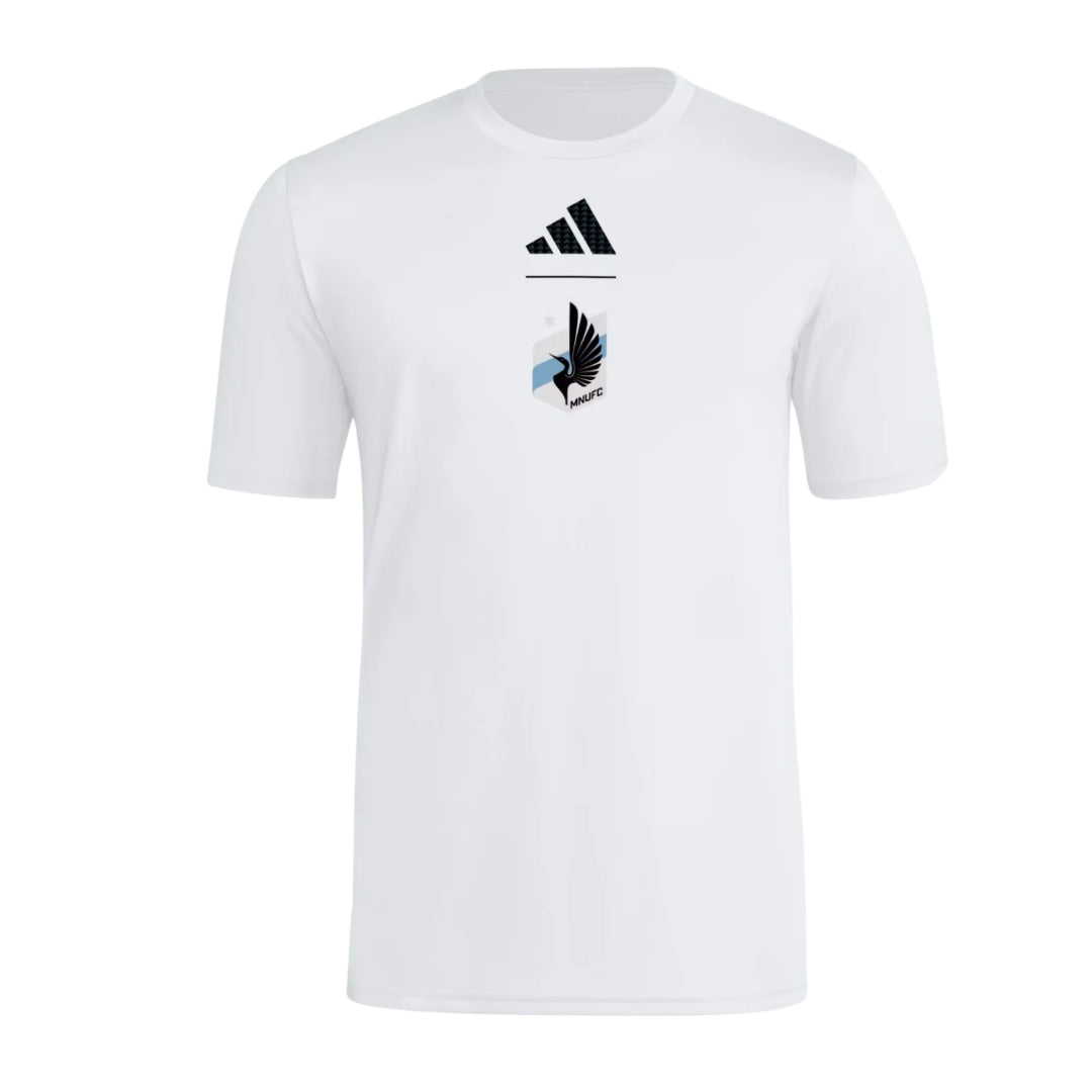 Minnesota United 2026 white travel shirt front with club crest