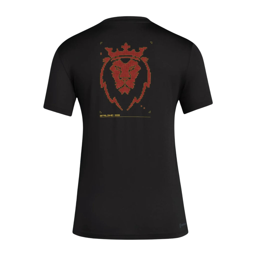 Real Salt Lake 2026 black travel shirt back with red lion head