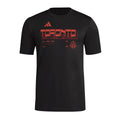 Toronto FC 2026 black travel shirt front with red TORONTO graphic