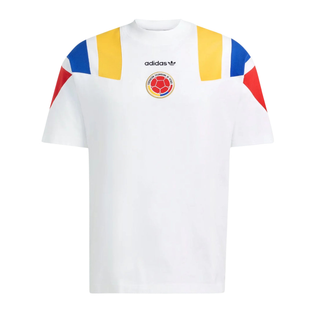 Colombia 2026 white travel shirt front with flag colours