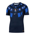 Uruguay 2026 away shirt front, navy with blue shoulder graphic