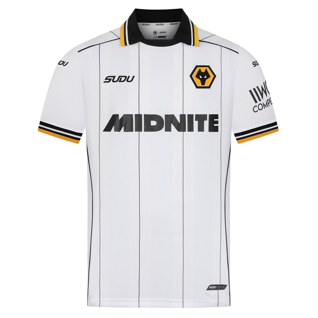 Wolves 2026-27 away shirt front in white with pinstripes