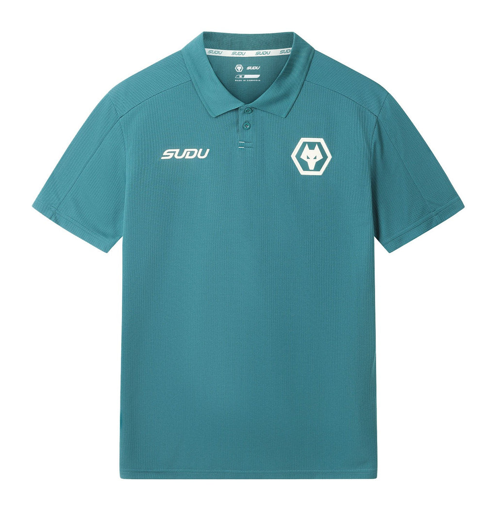 Wolves 2026-27 teal travel polo jersey front