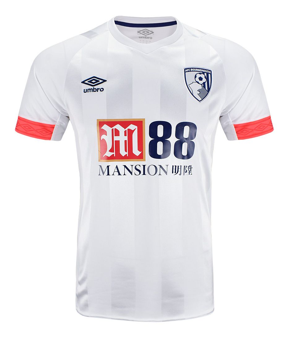 AFC Bournemouth 2018-19 away shirt front in white with navy collar