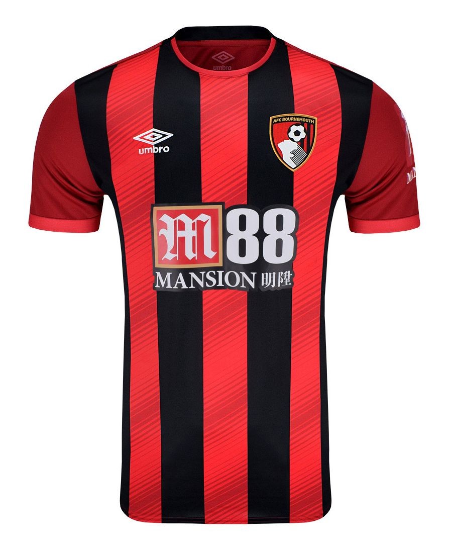 AFC Bournemouth 2018-19 red sleeve home shirt front with red sleeves