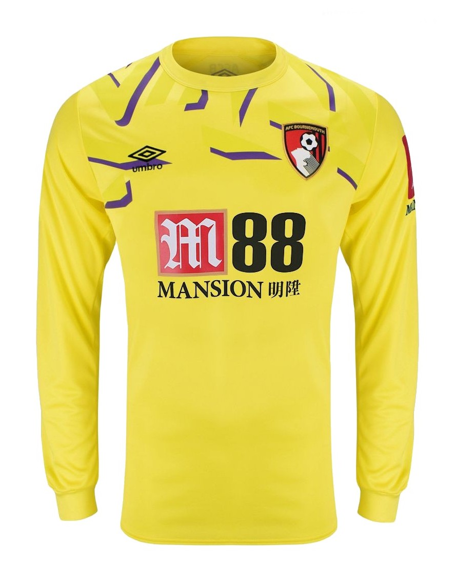 AFC Bournemouth 2019-20 goalkeeper away shirt front in yellow, long sleeve