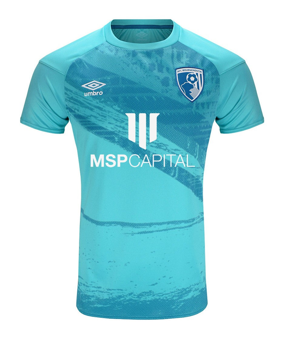 AFC Bournemouth 2020-21 away shirt front in aqua blue