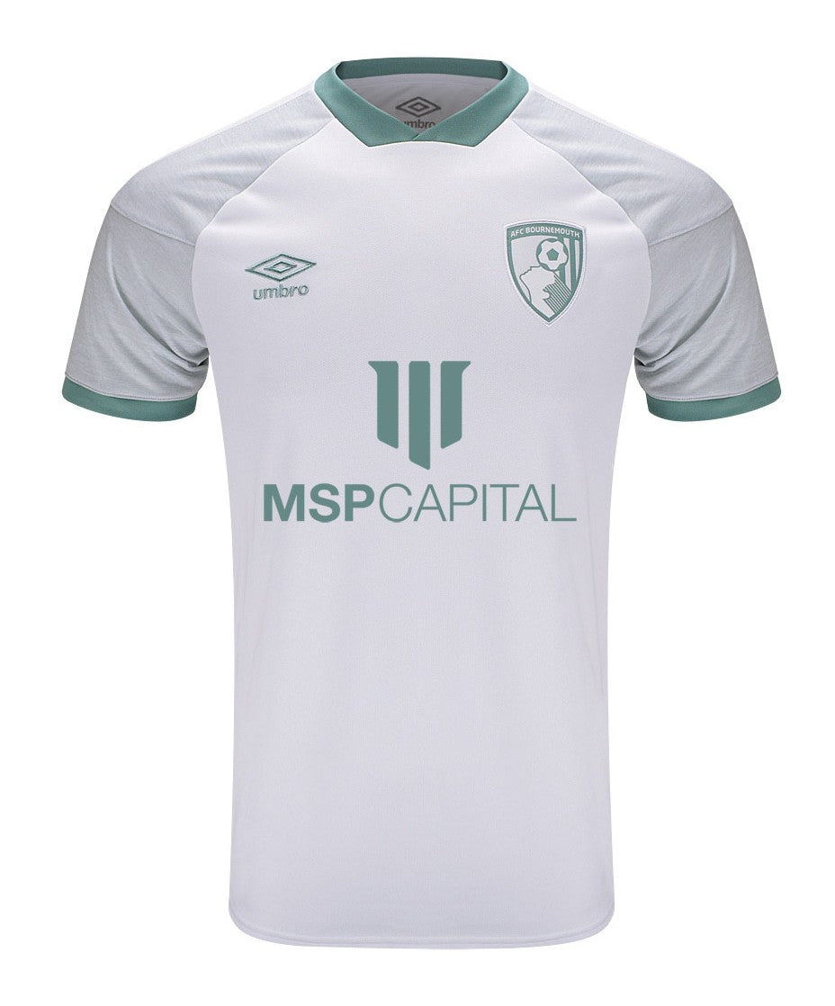 AFC Bournemouth 2020-21 third shirt front in white with mint trim