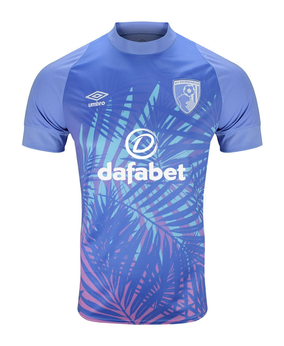 AFC Bournemouth 2022-23 away shirt front in blue with leaf print