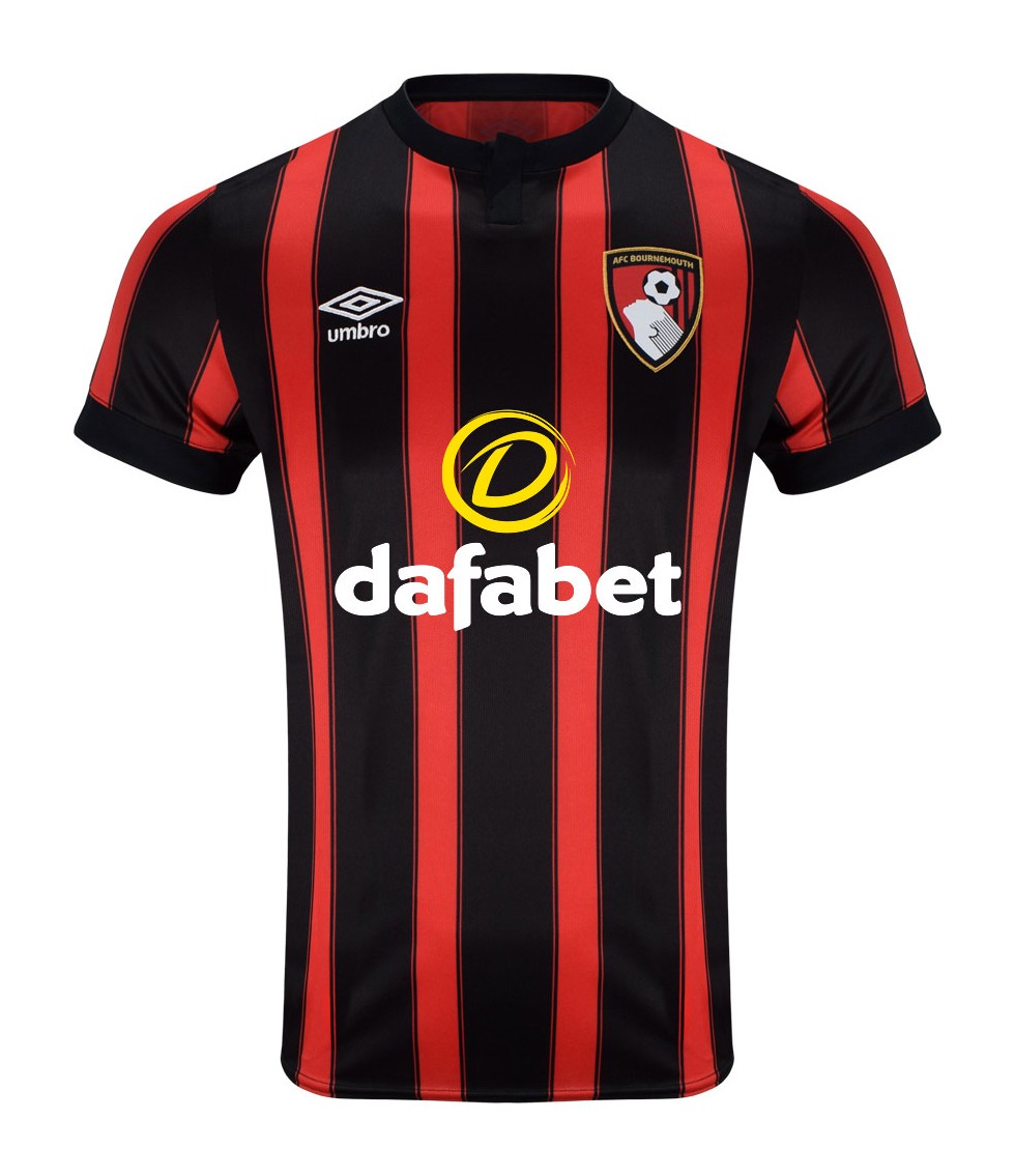 AFC Bournemouth 2023-24 home shirt front in red and black stripes