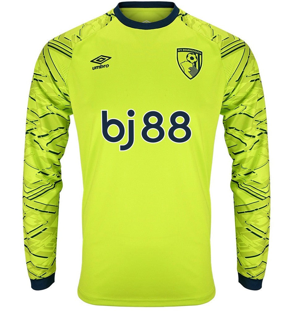 AFC Bournemouth 2025-26 goalkeeper home shirt front in lime, long sleeve