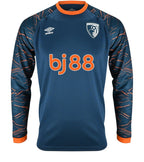 AFC Bournemouth 2025-26 goalkeeper third shirt front in teal blue, long sleeve