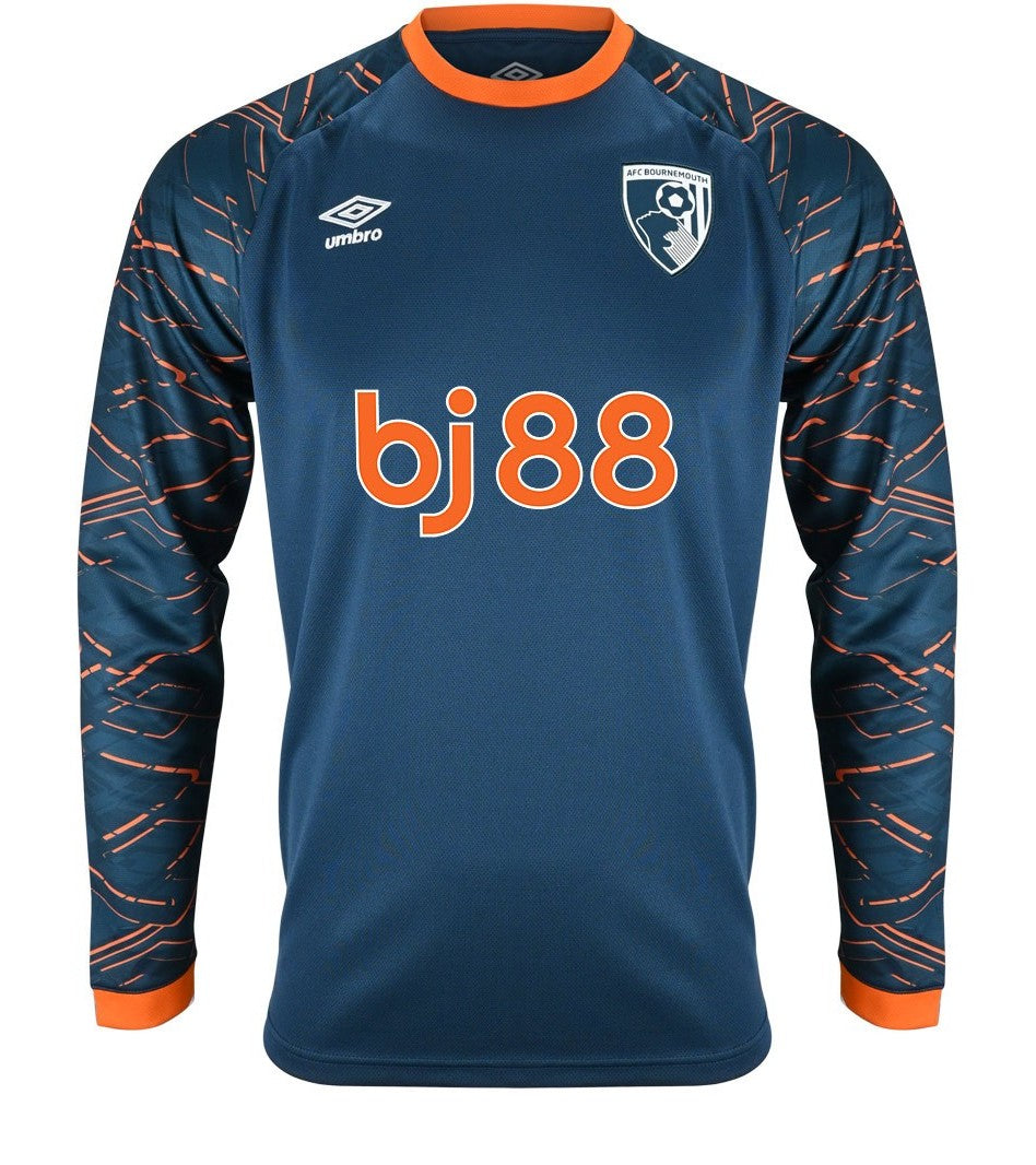 AFC Bournemouth 2025-26 goalkeeper third shirt front in teal blue, long sleeve